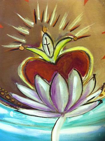 part of painting heart in lotus